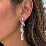 18k White Gold Natural Diamond Twisted Vine Fringe Drop Earrings