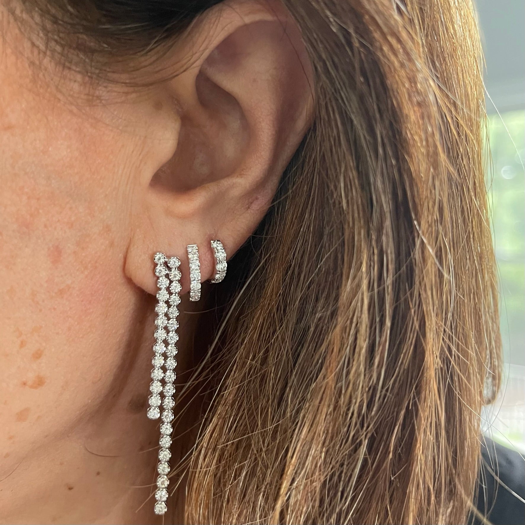 Movable Double Stick Diamond Earrings