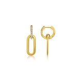 Gold And Diamond Paperclip Earrings