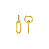 Gold And Diamond Paperclip Earrings