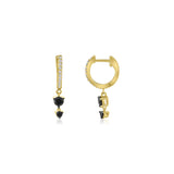 Diamond Huggie With Black Diamond Drop Earring