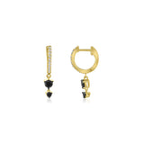 Diamond Huggie With Black Diamond Drop Earring