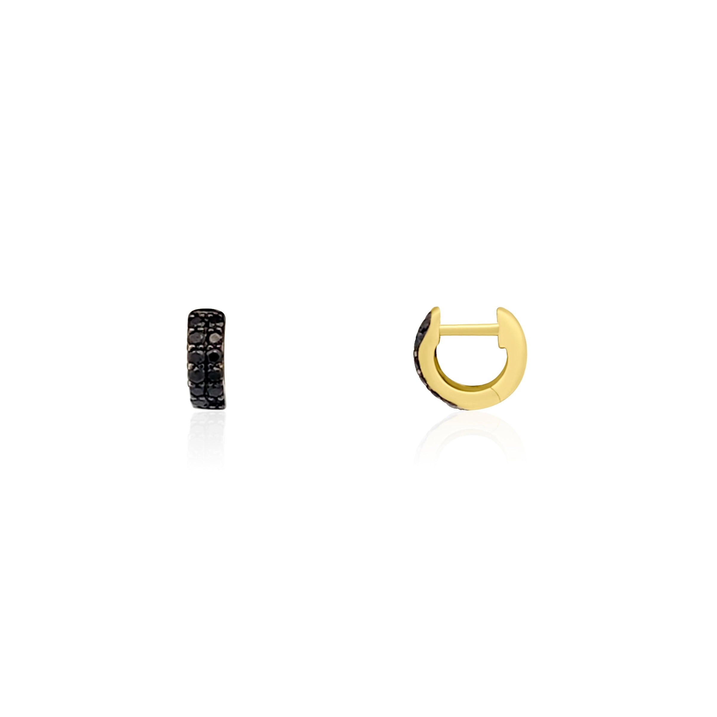 Black Diamond Two Row Huggie Earring