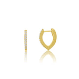 Small Diamond Marquise Shaped Huggie Earrings