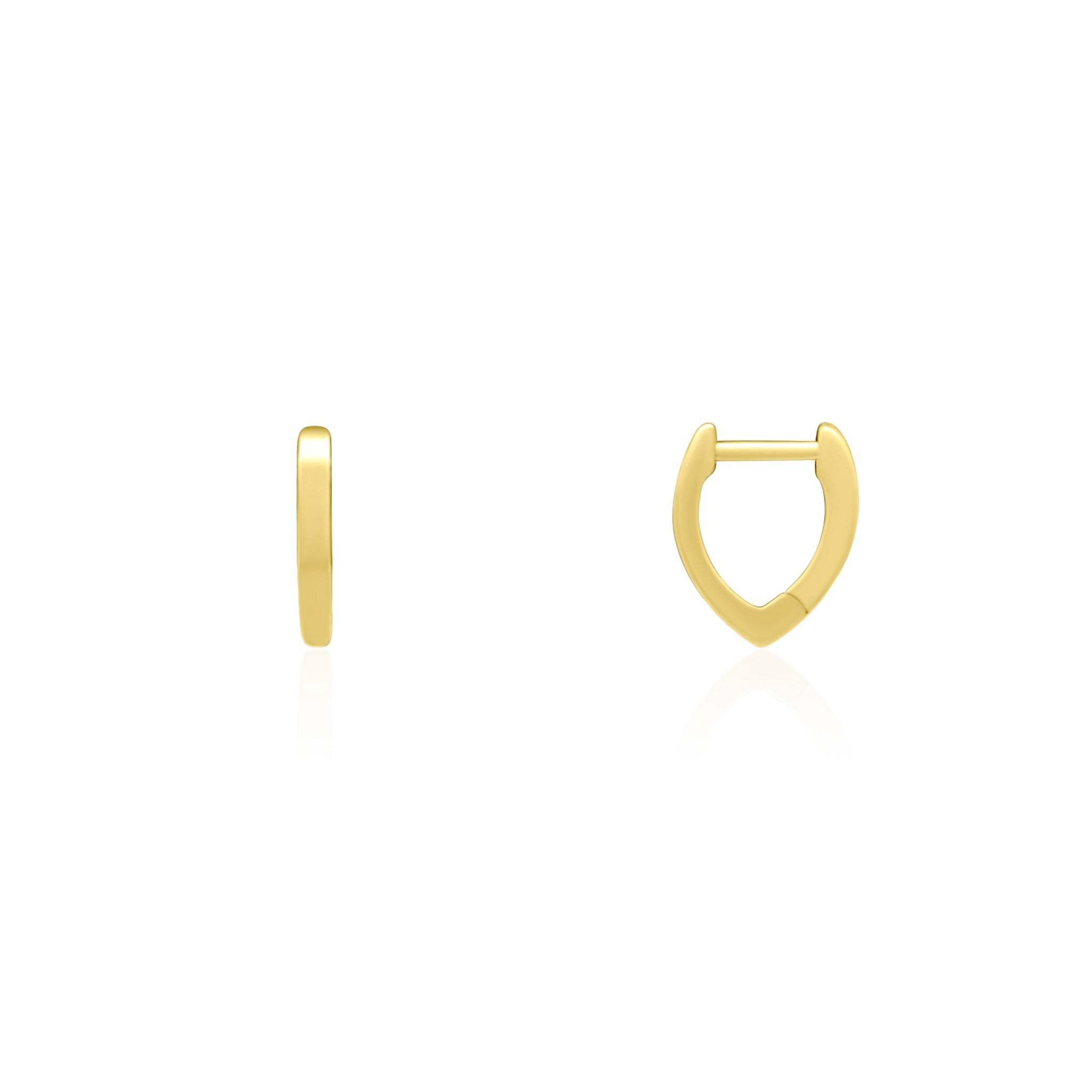 14k Yellow Gold Marquise Huggie Earring