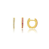 Diamond And Pink Sapphire Huggie Earring