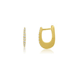 Diamond And Gold U Shape Huggie Earring