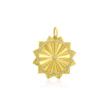 Large Fluted Gold And Diamond Sunburst Charm