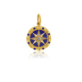 Gold Diamond Lapis Compass Charm