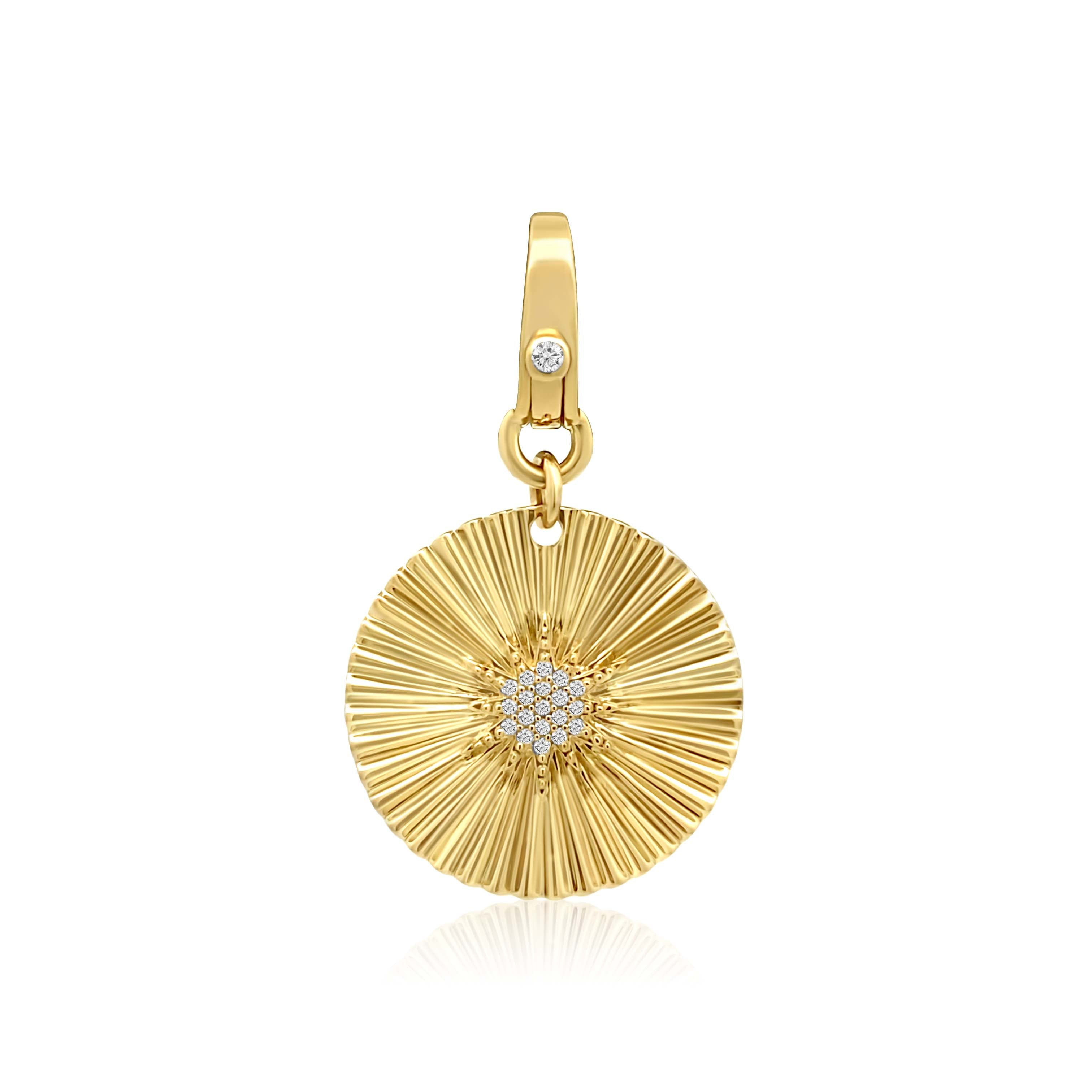 Gold And Diamond Fluted Sunburst Charm