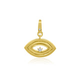 Gold With Diamond Ribbed Evil Eye Charm