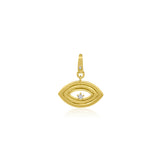 Gold With Diamond Ribbed Evil Eye Charm