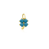 14k Yellow Gold Turquoise Clover Charm