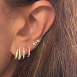 Small Diamond And Gold Wide Split Huggie Earring