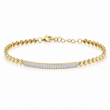 14k Yellow Gold Diamond Bar Gold Disc Bracelet