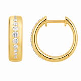 14k Yellow Gold Satin Finish Diamond Earring