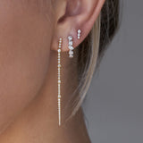 Three Bezel Diamond Stud Earrings