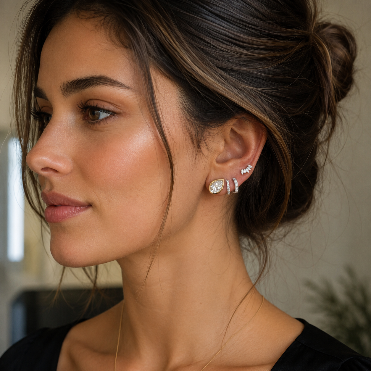 Lab Grown Pear Diamond Bezel Stud Earrings