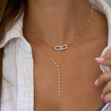 Asymmetrical Diamond Bezel Lariat Necklace