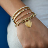 Gold Link Heart Charm Bracelet