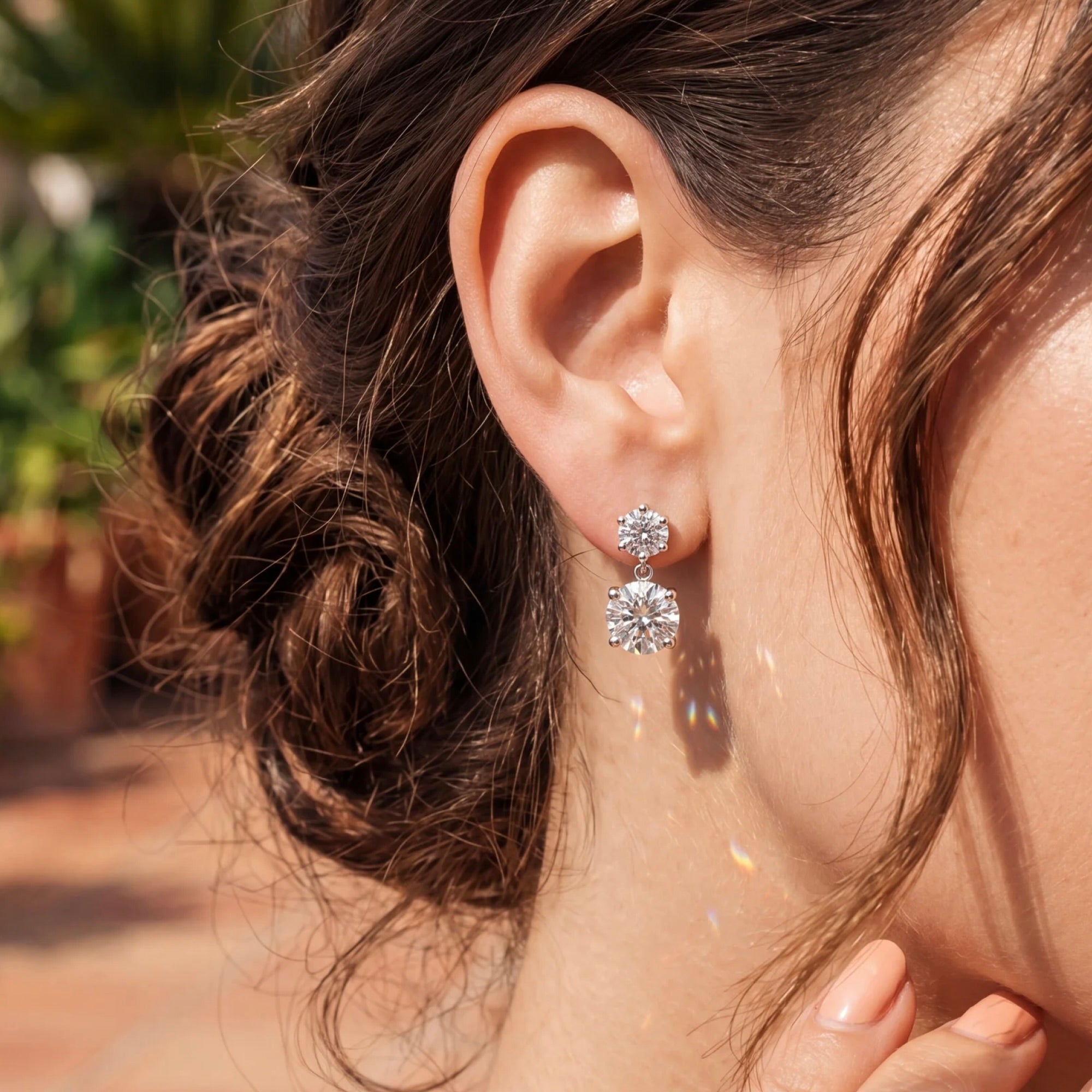 Platinum Lab Grown Diamond Drop Earrings