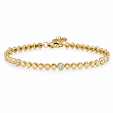 Five Bezel Diamonds Gold Disc Bracelet