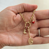 Gold And Red Enamel Heart Charm