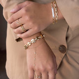 Gold and Diamond Puff Mariner Link Bracelet