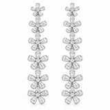 18k White Gold Natural Diamond Cascading Flower Drop Earrings