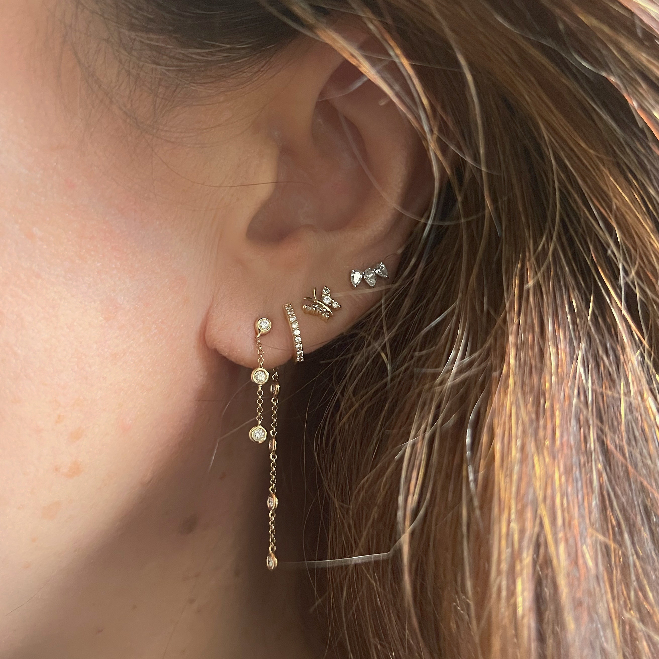 Scattered Diamond Chain Earrings