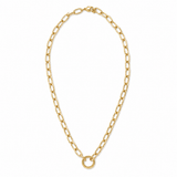 Oval Link Chain With Flat Circle Connector Necklace