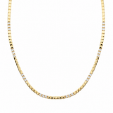 14k Gold Square Shape Diamond Necklace