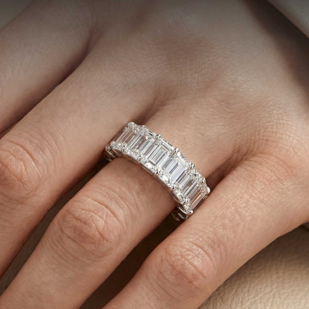 Emerald Cut Diamond Eternity Wedding Band Ring