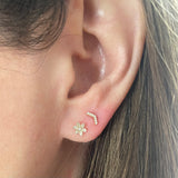 Pavé Diamond Wide Chevron Stud Earring