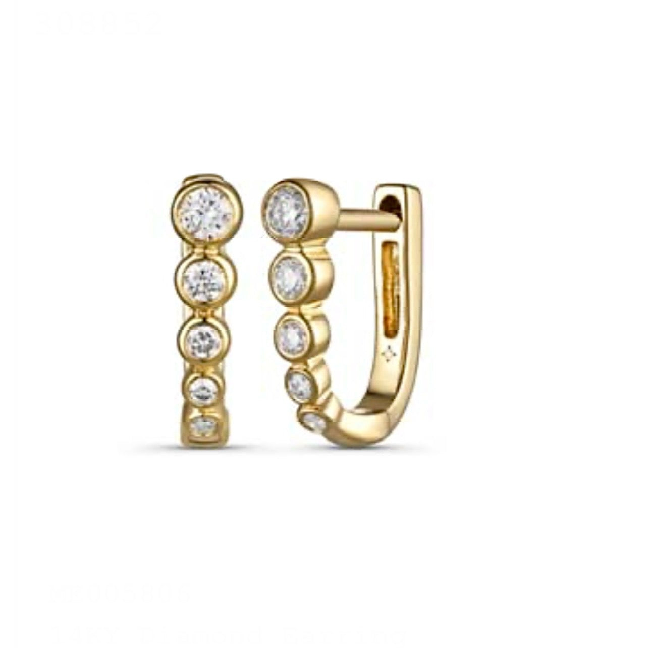 Five Bezel Diamond Huggie Earrings