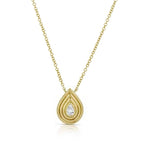 Reeded Gold And Diamond Pear Shaped Necklace