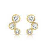 Three Bezel Diamond Stud Earring