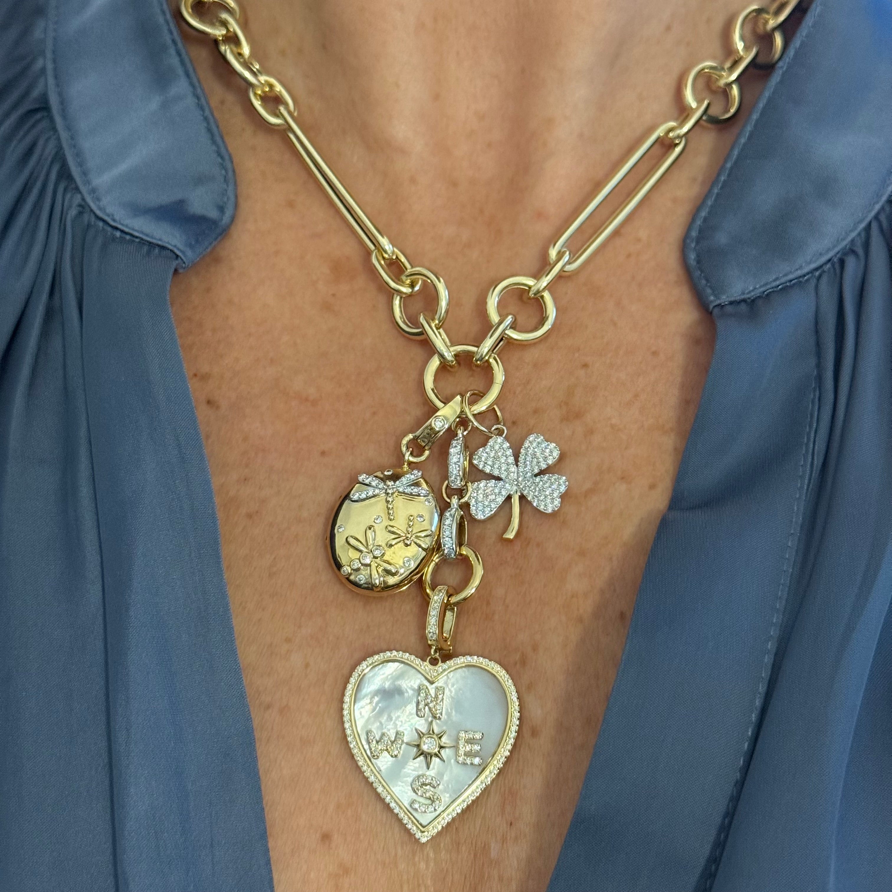 Diamond Four Leaf Clover Charm