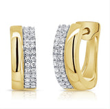 Wide Diamond And Gold Huggie Earring