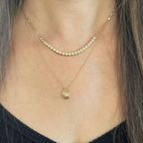 Reeded Gold And Diamond Pear Shaped Necklace