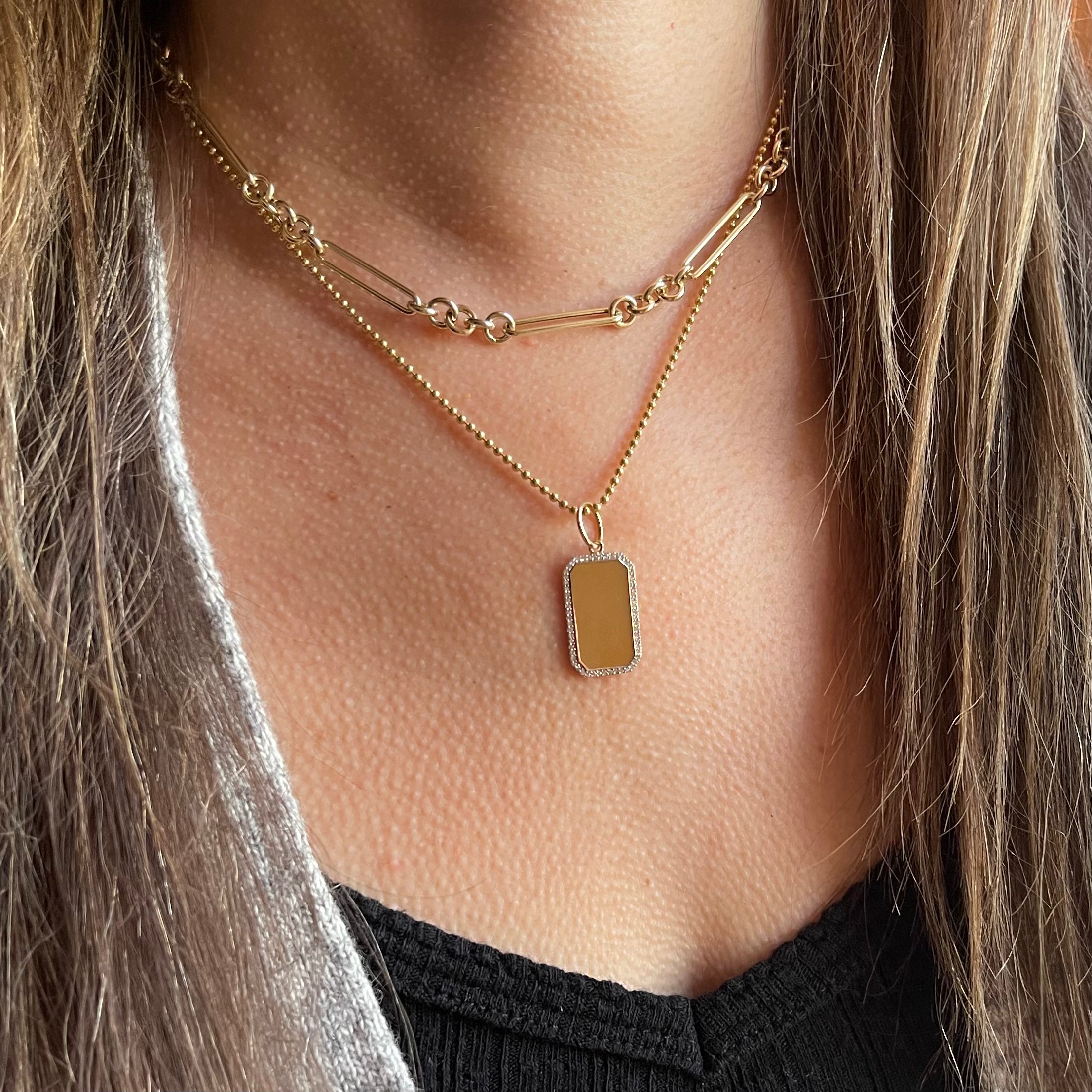 Dog Tag Gold And Diamond Charm