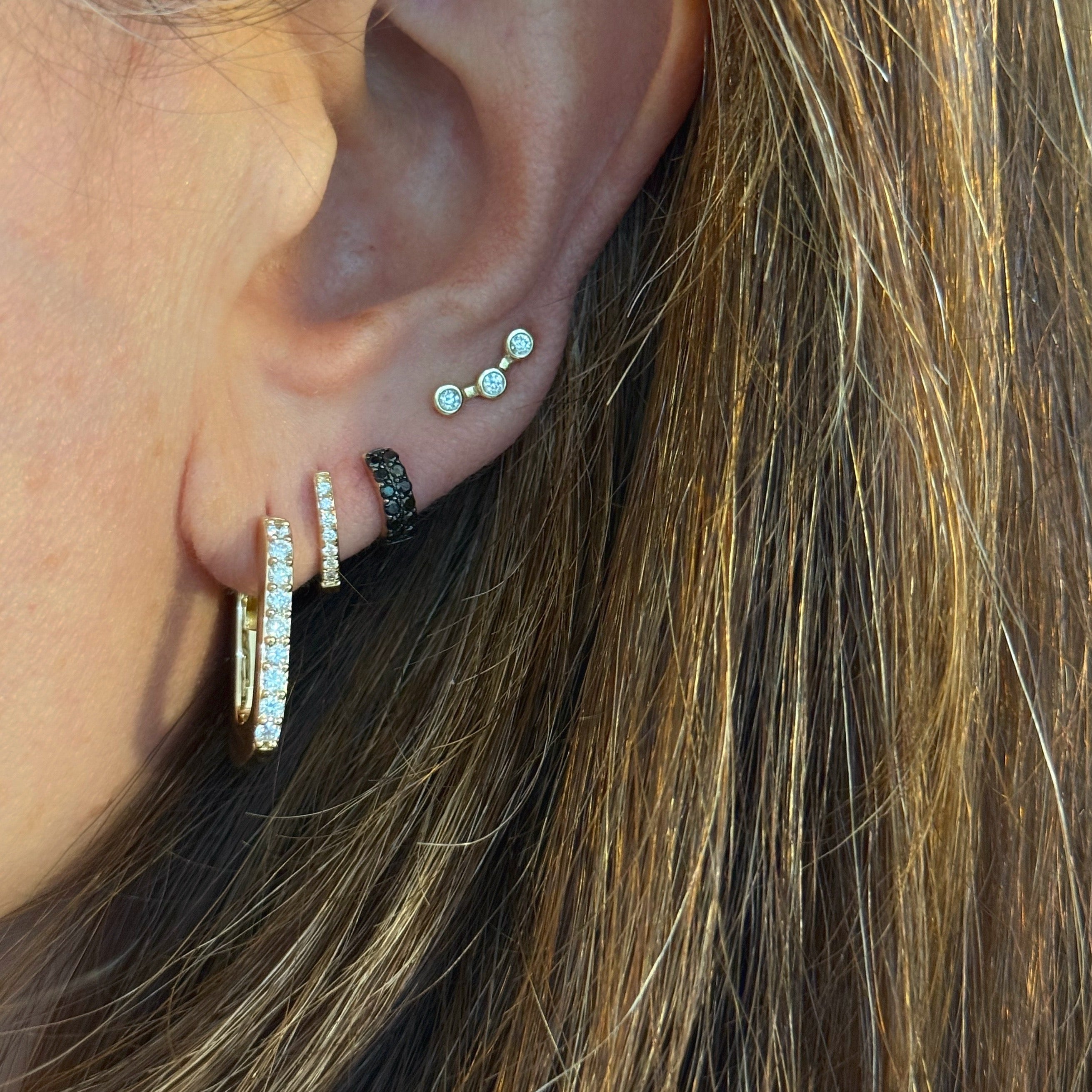 Black Diamond Two Row Huggie Earring