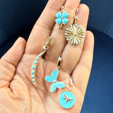 14k Yellow Gold Turquoise Clover Charm
