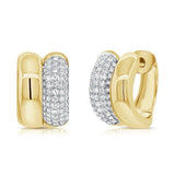 Wide Gold Domed Diamond Huggie Earring