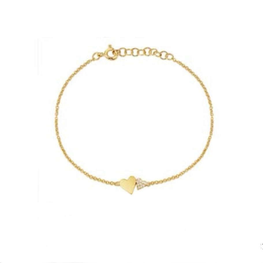 Gold And Diamond Two Hearts Together Bracelet