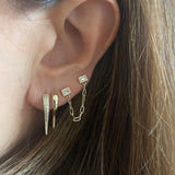 Double Diamond Rectangle Chain Earring
