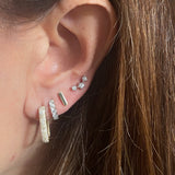 10mm 18k White Gold Diamond Huggie Earrings