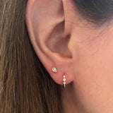 Pear Shape Bezel Set Diamond Stud