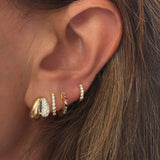 Diamond And Rainbow Stone Huggie Earring
