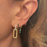 Diamond And Pink Sapphire Huggie Earring